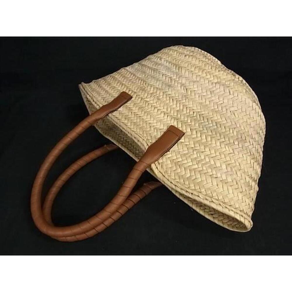 Chloe Marcie Raffia Leather Shoulder Bag Basket Tote Brown - Picture 5 of 7